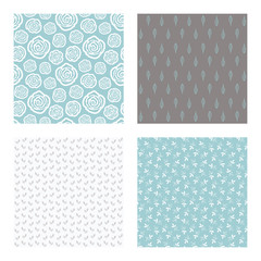 set of vector seamless floral and leaf patterns, abstract background illustrations