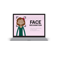 Computer Scanning User Female Face Identification Technology Access Control System Biometrical Recognition Concept Vector Illustration