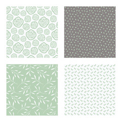 set of vector seamless floral and leaf patterns, abstract background illustrations