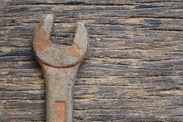 old wrench in have rust stain.