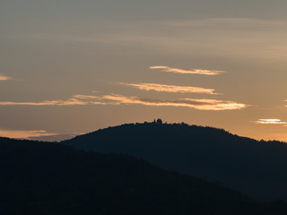 the beautiful  sky with cloudy background and silhouette mountain in the evening