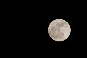 the detail of full moon on black background, zoom image