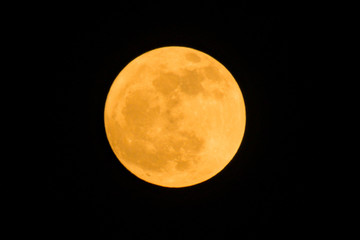the detail of yellow full moon on black background, zoom image