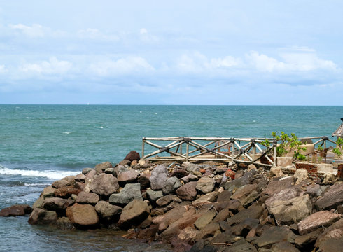 The embankment at Anyer Beach, Serang, Banten, Indonesia.