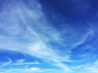 Beautiful Summer Blue Sky with White Clouds, Cloudscape Background Great for Any Use.