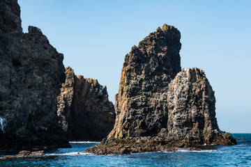 Fototapeta na wymiar Rock formations at East Anacapa Island in Channel Islands National Park off the coast from Ventura, California.