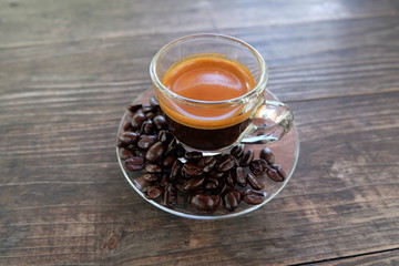 espresso coffee on table in cafe 