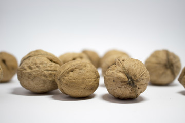 Walnut on white background