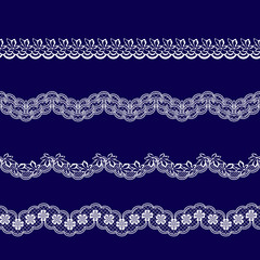 Fototapeta premium set of white lace ribbons