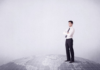 man standing in front of city landscape