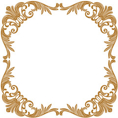 Golden vintage border frame engraving with retro ornament pattern in antique baroque style decorative design. Vector