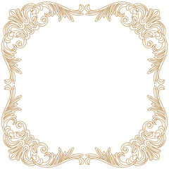 Golden vintage border frame engraving with retro ornament pattern in antique baroque style decorative design. Vector