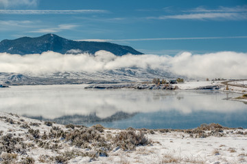 Winter landscape with Wolford Mountain Reservoir