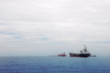 Seascape with two transport ships