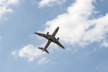 Fototapeta na wymiar Airplane on blue sky