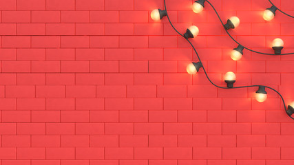 blank space red wall and light decoration new year concept 3d rendering