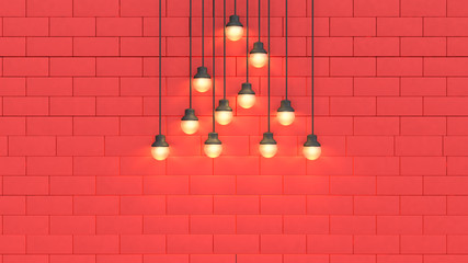 light red wall decoration new year concept 3d rendering