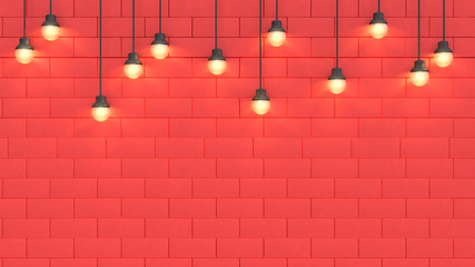 blank wall and light decoration new year concept 3d rendering red background