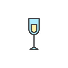 Champagne glass filled outline icon, line vector sign, linear colorful pictogram isolated on white. Symbol, logo illustration. Pixel perfect vector graphics