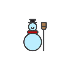 Snowman filled outline icon, line vector sign, linear colorful pictogram isolated on white. Symbol, logo illustration. Pixel perfect vector graphics