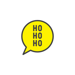 Christmas speech bubble with ho ho ho filled outline icon, line vector sign, linear colorful pictogram isolated on white. Santa Claus laughter symbol, logo illustration. Pixel perfect vector graphics