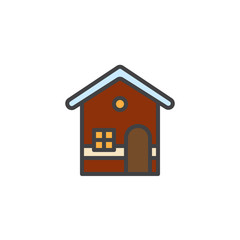 Gingerbread house filled outline icon, line vector sign, linear colorful pictogram isolated on white. Symbol, logo illustration. Pixel perfect vector graphics