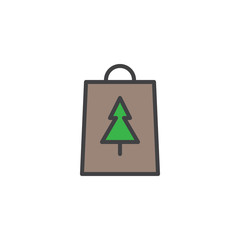 Christmas shopping bag filled outline icon, line vector sign, linear colorful pictogram isolated on white. Symbol, logo illustration. Pixel perfect vector graphics