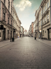 Fototapeta Florian street in historic city center of Krakow, Poland obraz
