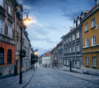 Fototapeta Old town street in Warsaw, Poland