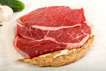 Raw beef steak