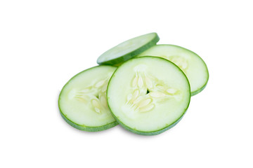 Slice of cucumber isolated on white with clipping path,cucumber circle portion