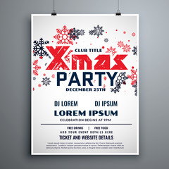 christmas flyer design template with red and black snowflakes