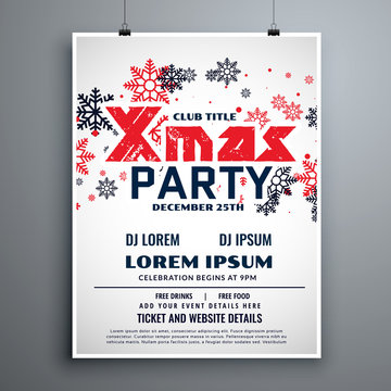 christmas flyer design template with red and black snowflakes