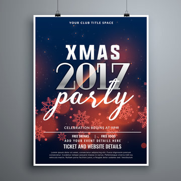 christmas party invitation poster design with snowflakes
