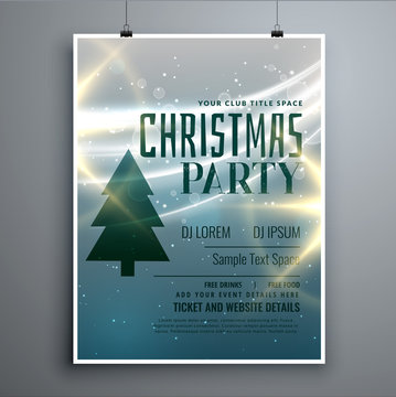 stylish christmas party flyer design template with light effect