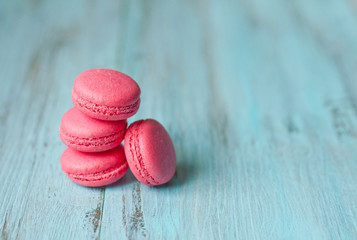 pink makkaruns on the table, sweet dessert, bakery for the bakery