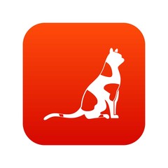 Sitting cat icon digital red