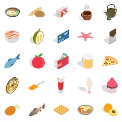 Filling for bun icons set, isometric style