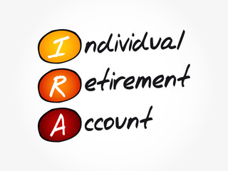 IRA - Individual Retirement Account acronym, concept background