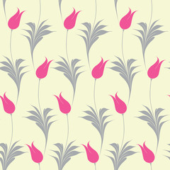Elegant Iznik style tulips seamless pattern