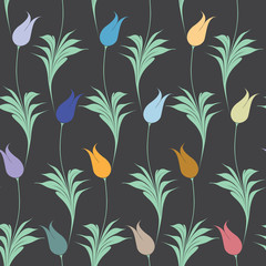 Elegant Iznik style tulips seamless pattern