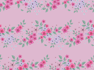 Fototapeta na wymiar Seamless floral pattern. Background in small flowers for textiles, fabrics, cotton fabric, covers, wallpaper, print, gift wrapping, postcard, scrapbooking.