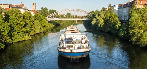 Deurstickers Panorama Binnenschiff, Main-Donau-Kanal © Animaflora PicsStock