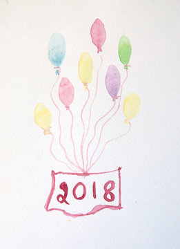 2018 new year with balloons