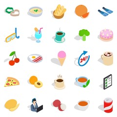 Variety of dessert icons set, isometric style