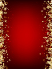 Red winter background with snowflakes.