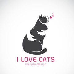 Vector of human hand that hugs the cat on white background. Pet Animal. Cat Icon.