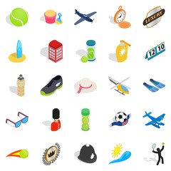Inning icons set, isometric style