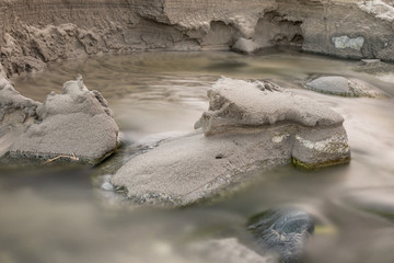 Small river flowing into the sea at Skagsanden beach