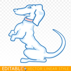 Cute dog. Puppy dachshund. Editable sketch in blue ink style. Hand drawn doodle vector illustration.